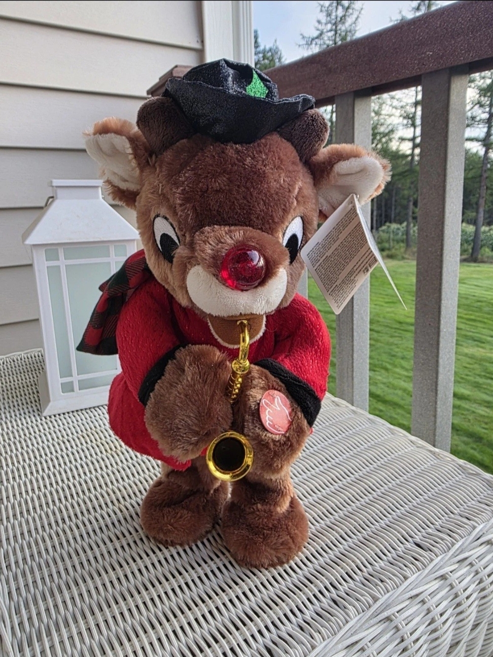 Dan Dee Lighted Singing Rudolph 14"  Saxophone Christmas Toy Tested W/tags